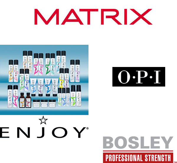 Matrix, OPI, Enjoy and Bosley brand logos